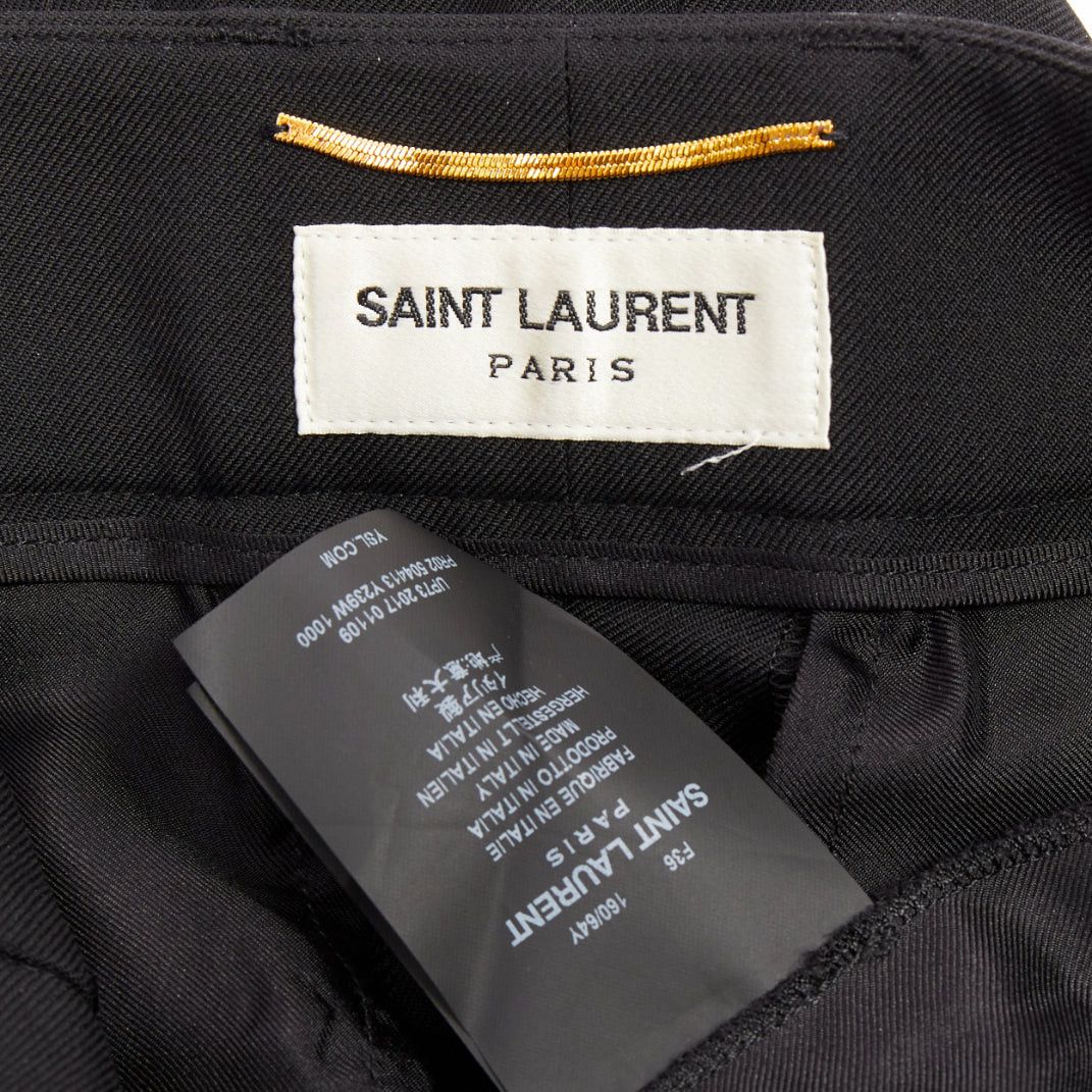 Saint Laurent Paris SAINT LAURENT 2017 black wool pleat front tapered silk lined trousers FR36 S Size 27" / US 4 / IT 40 - 8 Thumbnail