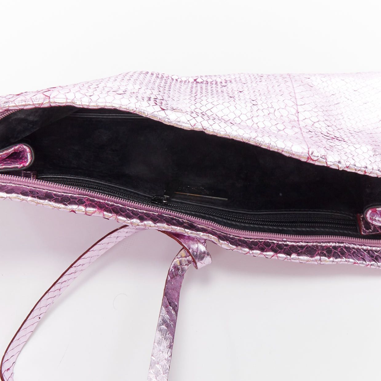 Saint Laurent Paris YVES SAINT LAURENT pink metallic scaled leather wraparound clutch bag Size ONE SIZE - 8 Thumbnail