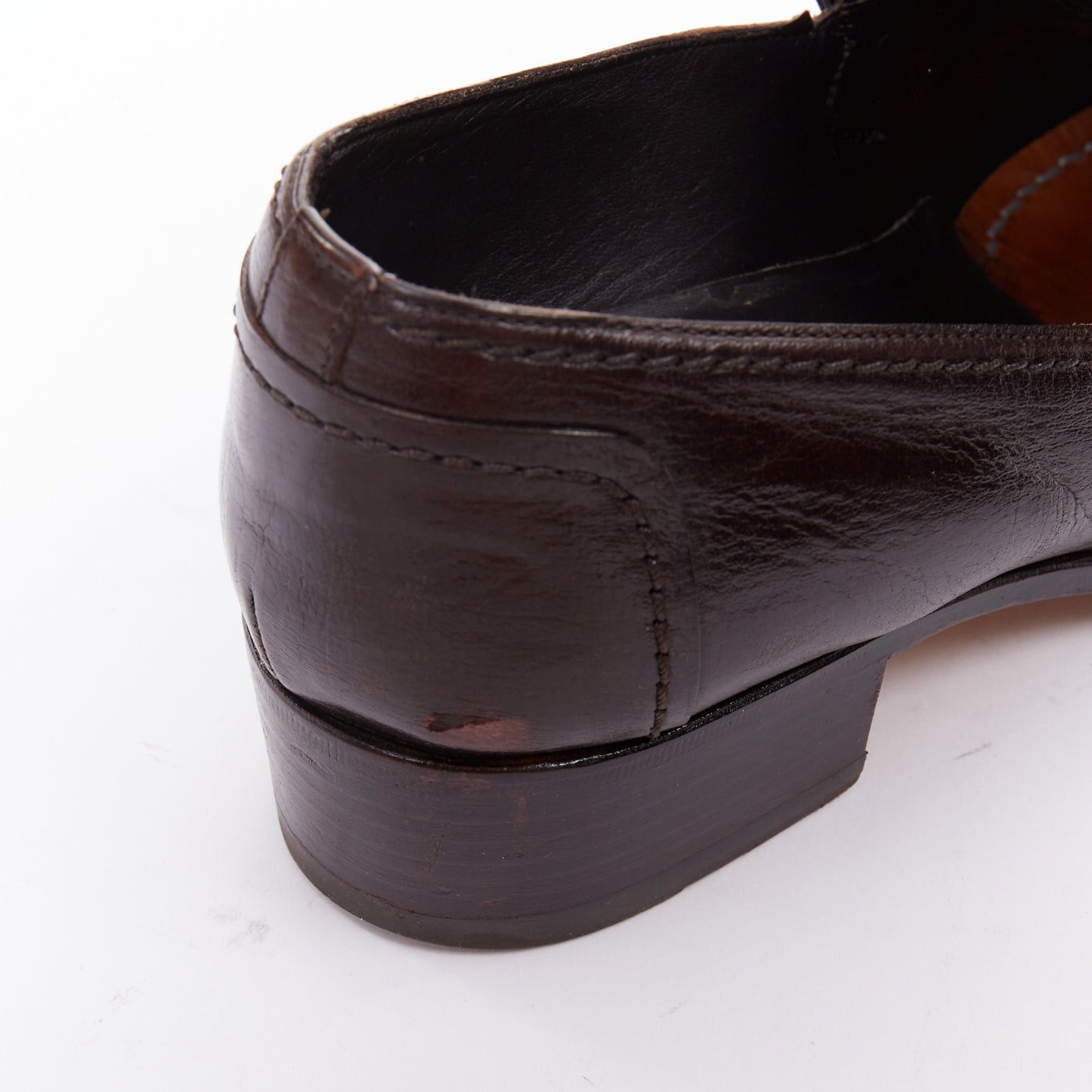 Saint Laurent Paris YVES SAINT LAURENT dark brown leather Y overstitch square toe loafers UK7 EU41 Size US 8 / EU 41 - 8 Thumbnail