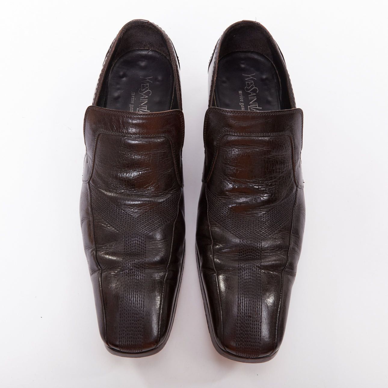 Saint Laurent Paris YVES SAINT LAURENT dark brown leather Y overstitch square toe loafers UK7 EU41 Size US 8 / EU 41 - 2 Thumbnail