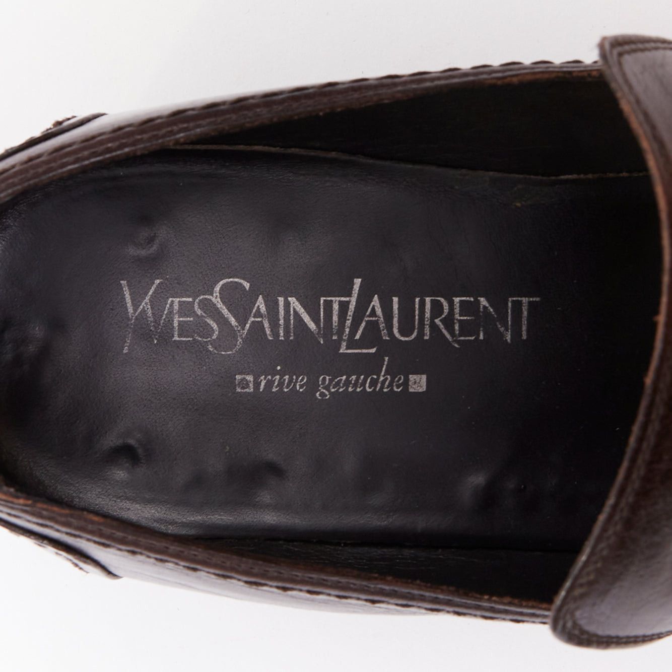 Saint Laurent Paris YVES SAINT LAURENT dark brown leather Y overstitch square toe loafers UK7 EU41 Size US 8 / EU 41 - 9 Thumbnail