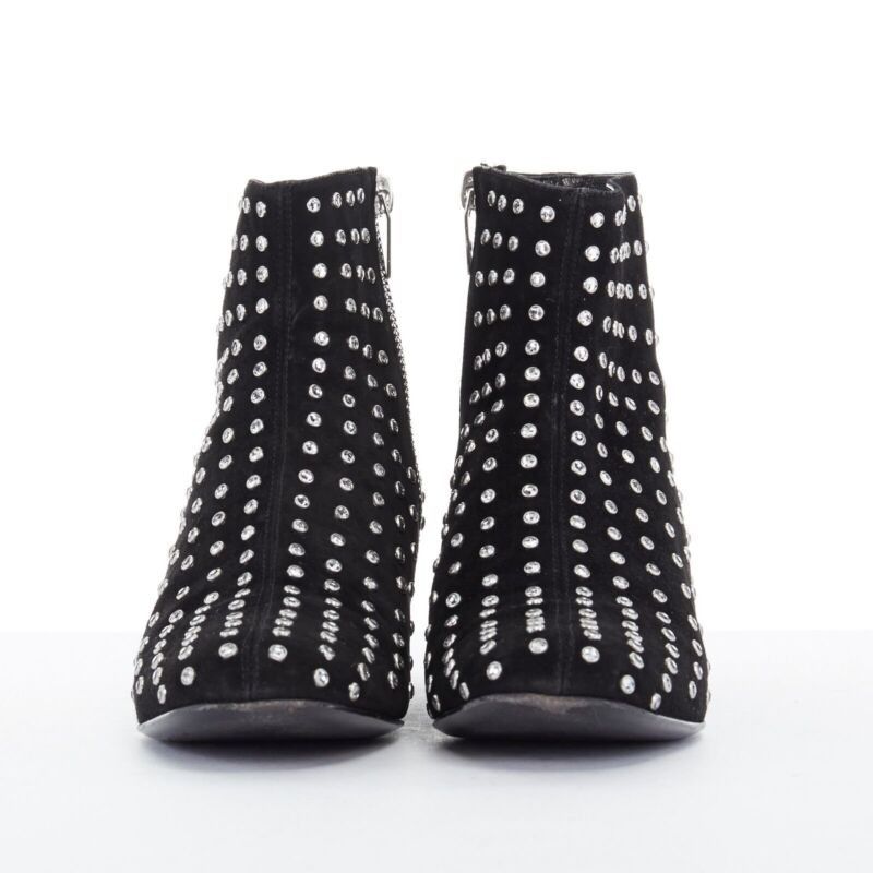 Saint Laurent Paris SAINT LAURENT PARIS black suede strass crystal embellished ankle boot shoe EU35 Size US 5 / IT 35 - 3 Thumbnail