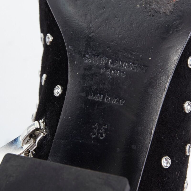 Saint Laurent Paris SAINT LAURENT PARIS black suede strass crystal embellished ankle boot shoe EU35 Size US 5 / IT 35 - 11 Thumbnail
