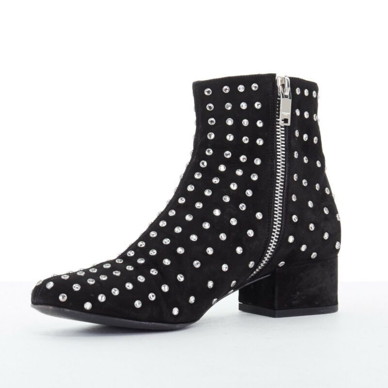 Saint Laurent Paris SAINT LAURENT PARIS black suede strass crystal embellished ankle boot shoe EU35 Size US 5 / IT 35 - 4 Thumbnail