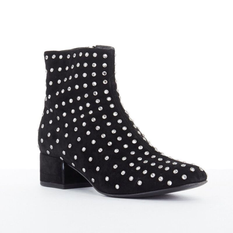 Saint Laurent Paris SAINT LAURENT PARIS black suede strass crystal embellished ankle boot shoe EU35 Size US 5 / IT 35 - 2 Thumbnail