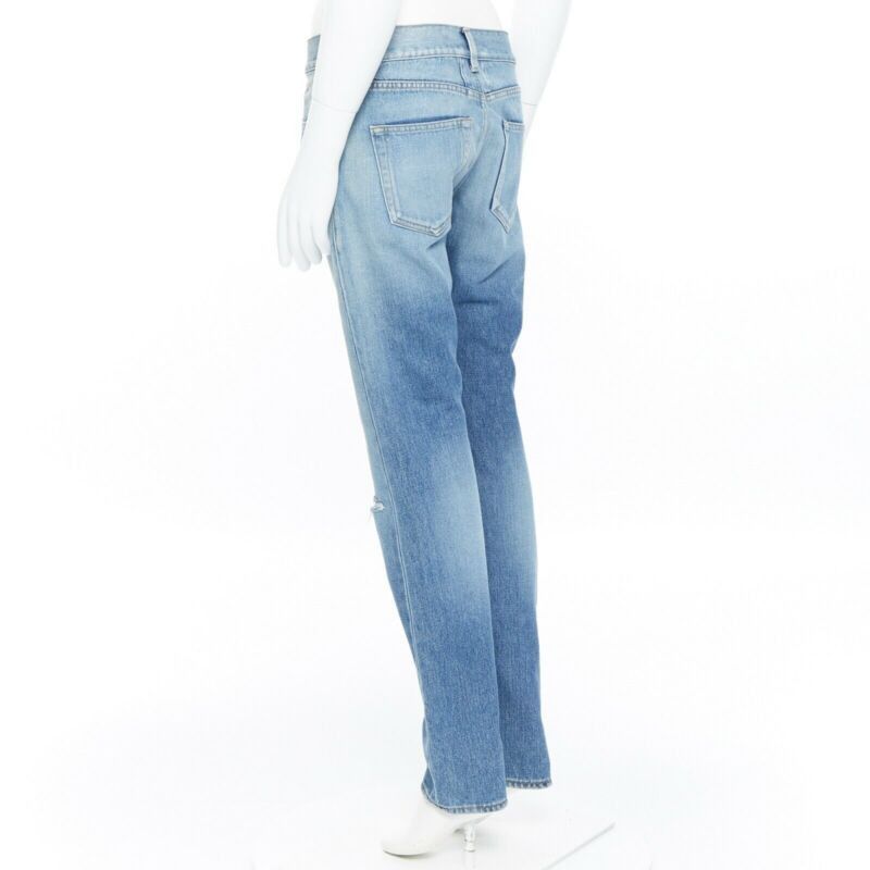 Saint Laurent Paris SAINT LAURENT Hedi Slimane blue cotton torn knee washed skinny denim jeans 29" Size 27" / US 4 / IT 40 - 6 Thumbnail
