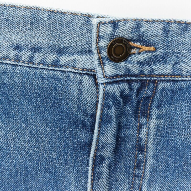 Saint Laurent Paris SAINT LAURENT Hedi Slimane blue cotton torn knee washed skinny denim jeans 29" Size 27" / US 4 / IT 40 - 7 Thumbnail