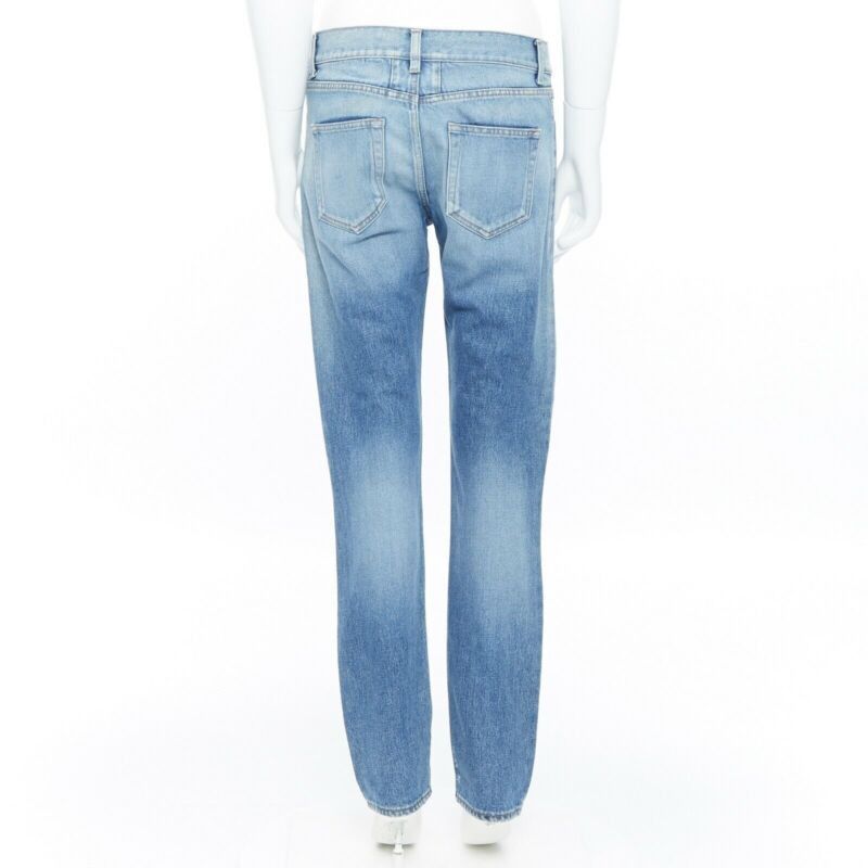 Saint Laurent Paris SAINT LAURENT Hedi Slimane blue cotton torn knee washed skinny denim jeans 29" Size 27" / US 4 / IT 40 - 5 Thumbnail