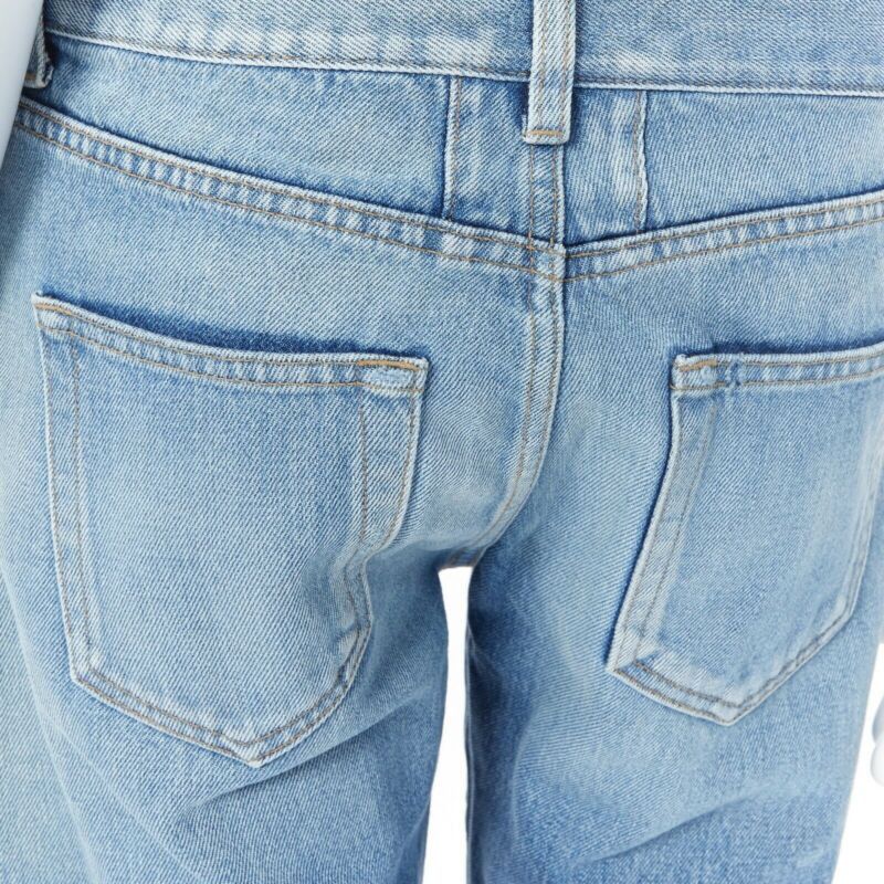 Saint Laurent Paris SAINT LAURENT Hedi Slimane blue cotton torn knee washed skinny denim jeans 29" Size 27" / US 4 / IT 40 - 9 Thumbnail