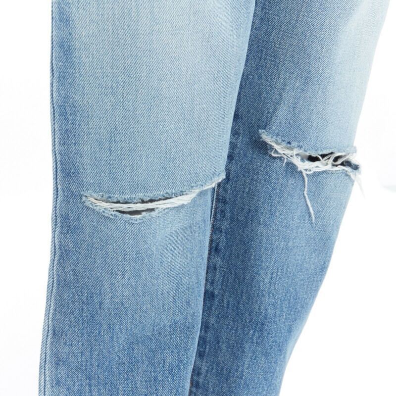 Saint Laurent Paris SAINT LAURENT Hedi Slimane blue cotton torn knee washed skinny denim jeans 29" Size 27" / US 4 / IT 40 - 2 Thumbnail