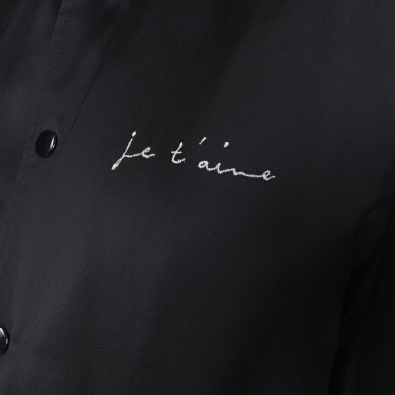 Saint Laurent Paris new SAINT LAURENT Je T'aime Teddy black satin crystal collar bomber jacket FR34 Size XS / US 0-2 / IT 36-38 - 8 Thumbnail