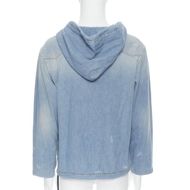 Saint Laurent Paris SAINT LAURENT 2018 distressed destroyed denim lace up hoodie pullover S Size US S / EU 44-46 / 1 - 5 Thumbnail