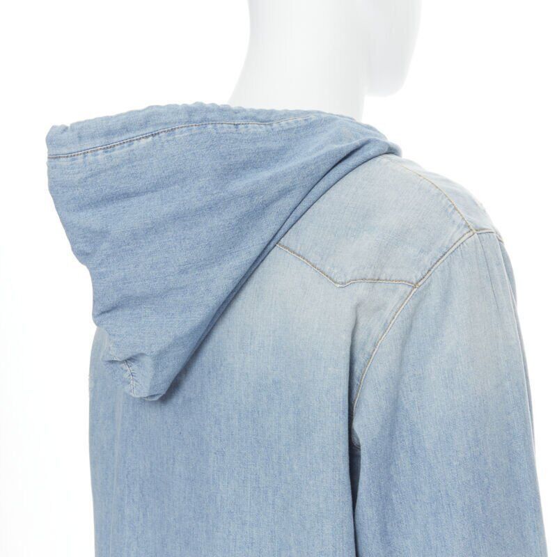Saint Laurent Paris SAINT LAURENT 2018 distressed destroyed denim lace up hoodie pullover S Size US S / EU 44-46 / 1 - 10 Thumbnail