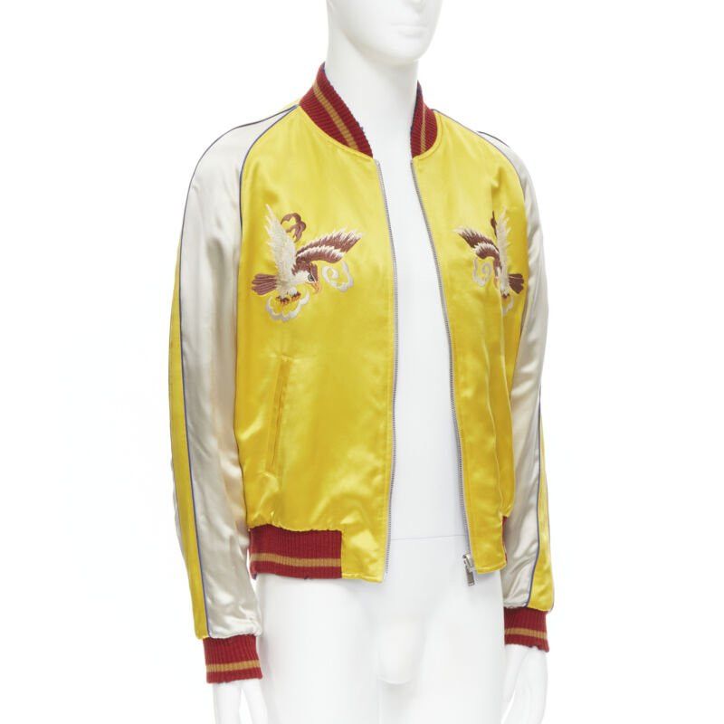 Saint Laurent Paris new SAINT LAURENT 2018 Reversible yellow blue bird nude embroidery bomber EU48 M Size US M / EU 48-50 / 2 - 4 Thumbnail