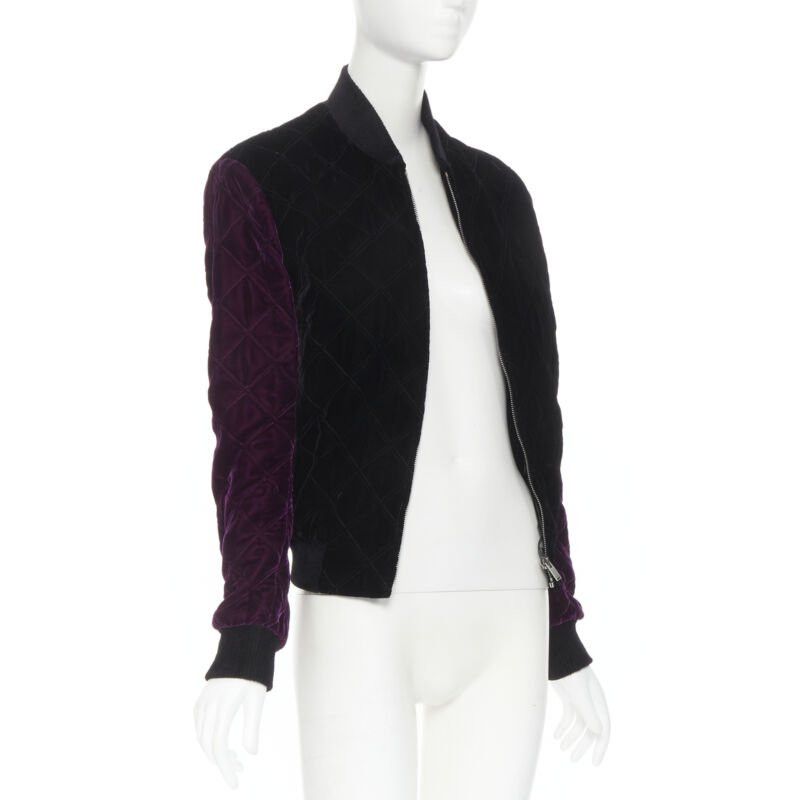 Saint Laurent Paris new SAINT LAURENT 2018 Teddy black purple diamond quilted bomber jacket EU44 XS Size US XS / EU 42 / 0 - 3 Thumbnail