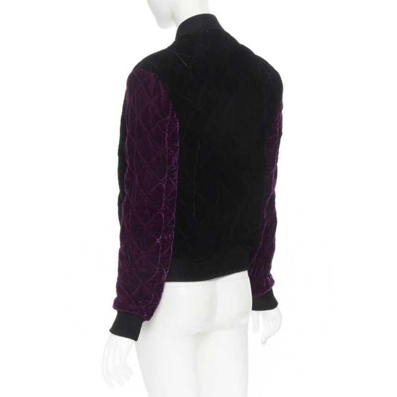 Saint Laurent Paris new SAINT LAURENT 2018 Teddy black purple diamond quilted bomber jacket EU44 XS Size US XS / EU 42 / 0 - 6 Thumbnail