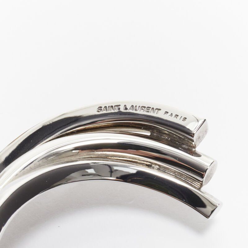 Saint Laurent Paris SAINT LAURENT Hedi Slimane silver brass architectural triple twist cuff bracelet Size ONE SIZE - 9 Thumbnail