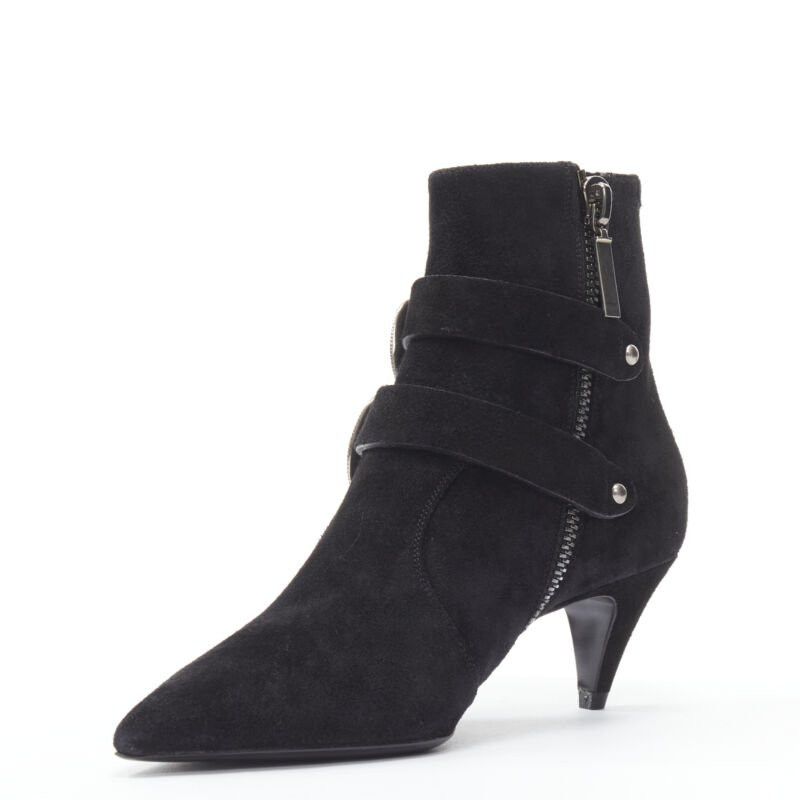 Saint Laurent Paris new SAINT LAURENT Charlotte 55 black suede silver western buckle bootie EU37 Size US 7 / IT 37 - 5 Thumbnail