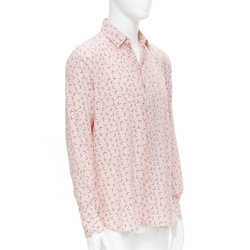 Saint Laurent Paris new Saint Laurent 2018 100% silk pink Iconic star print long sleeve shirt S EU38 Size US S / EU 44-46 / 1 - 2 Thumbnail
