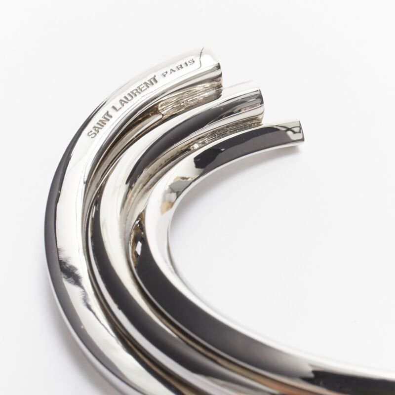 Saint Laurent Paris SAINT LAURENT Hedi Slimane silver brass architectural triple twist cuff bracelet Size ONE SIZE - 6 Thumbnail
