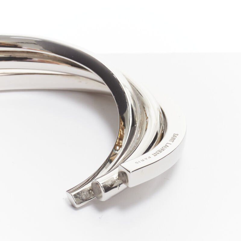 Saint Laurent Paris SAINT LAURENT Hedi Slimane silver brass architectural triple twist cuff bracelet Size ONE SIZE - 7 Thumbnail