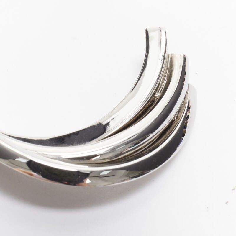 Saint Laurent Paris SAINT LAURENT Hedi Slimane silver brass architectural triple twist cuff bracelet Size ONE SIZE - 8 Thumbnail