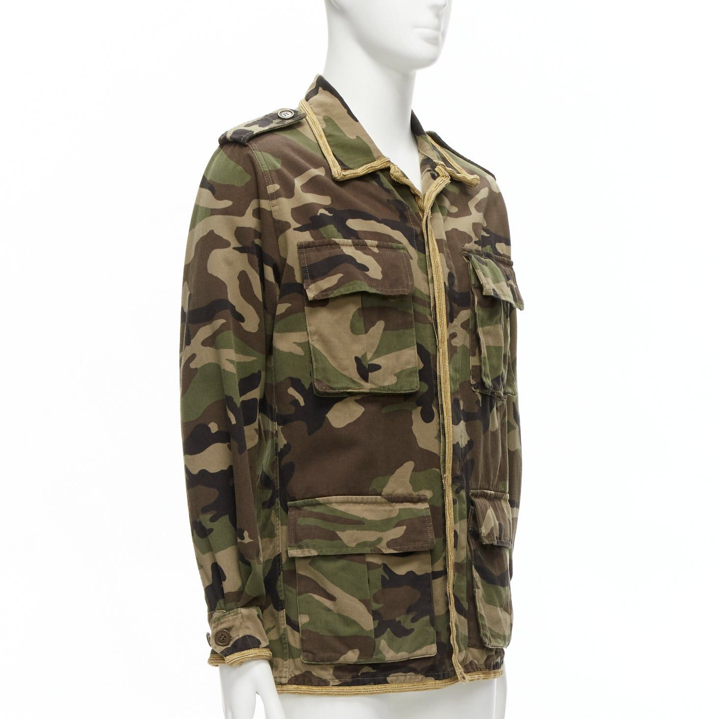 Saint Laurent Paris SAINT LAURENT Hedi Slimane 2014 gold trim green camouflage military cargo jacket FR46 S Size US S / EU 44-46 / 1 - 3 Thumbnail