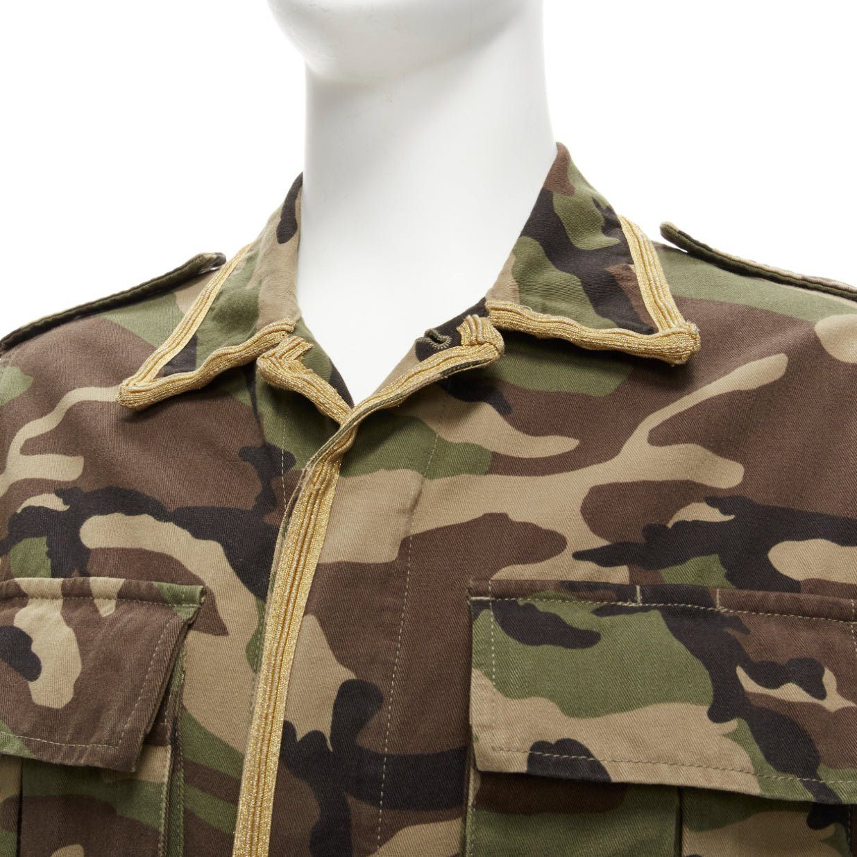 Saint Laurent Paris SAINT LAURENT Hedi Slimane 2014 gold trim green camouflage military cargo jacket FR46 S Size US S / EU 44-46 / 1 - 2 Thumbnail