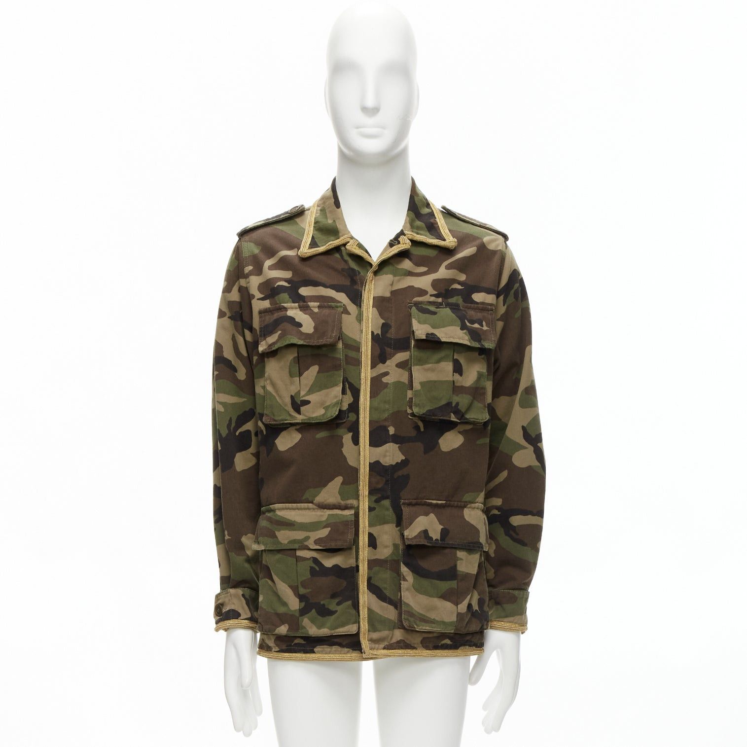 Saint Laurent Paris SAINT LAURENT Hedi Slimane 2014 gold trim green camouflage military cargo jacket FR46 S Size US S / EU 44-46 / 1 - 10 Thumbnail