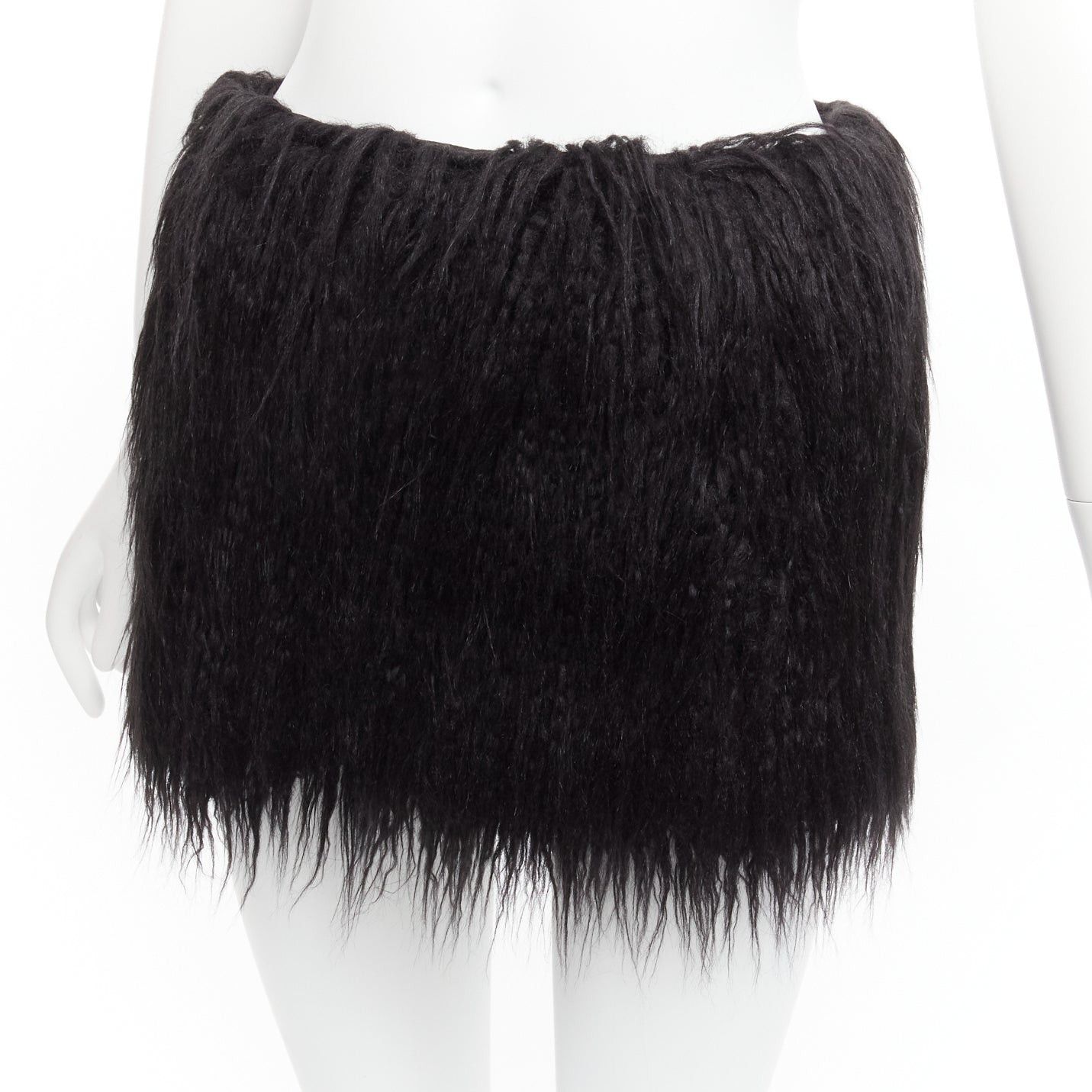 Saint Laurent Paris new SAINT LAURENT 2021 Runway black faux fur mini skirt FR34 XS Size 26" / US 2 / IT 38 - 6 Thumbnail