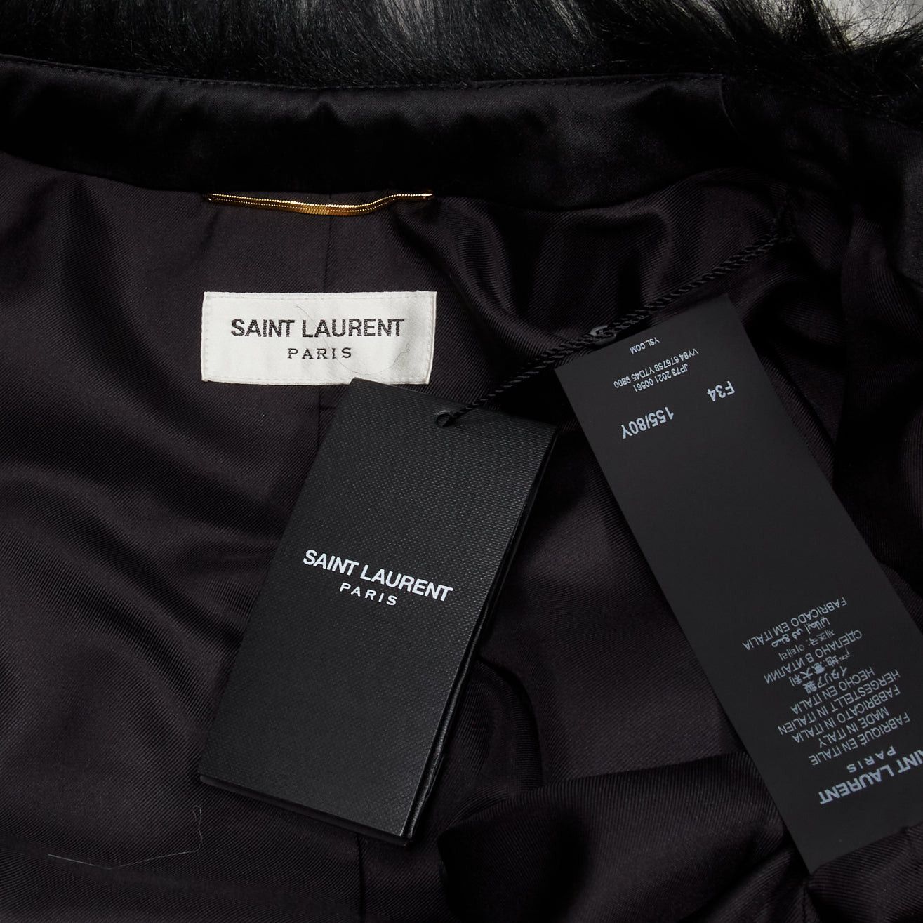 Saint Laurent Paris new SAINT LAURENT 2021 Runway cream black faux fur cropped jacket FR34 XS Size XS / US 0-2 / IT 36-38 - 8 Thumbnail
