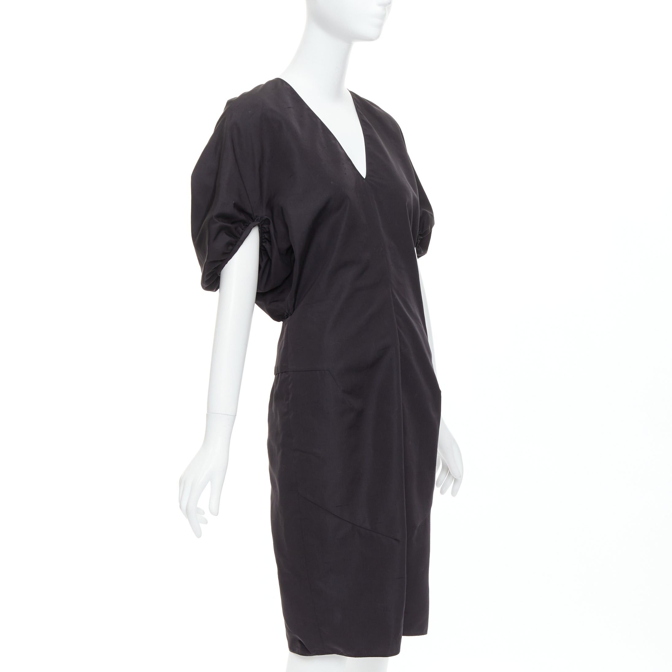 Saint Laurent Paris YVES SAINT LAURENT 2011 black cotton silk rounded puff cocktail dress FR40 L Size S / US 4 / IT 40 - 3 Thumbnail