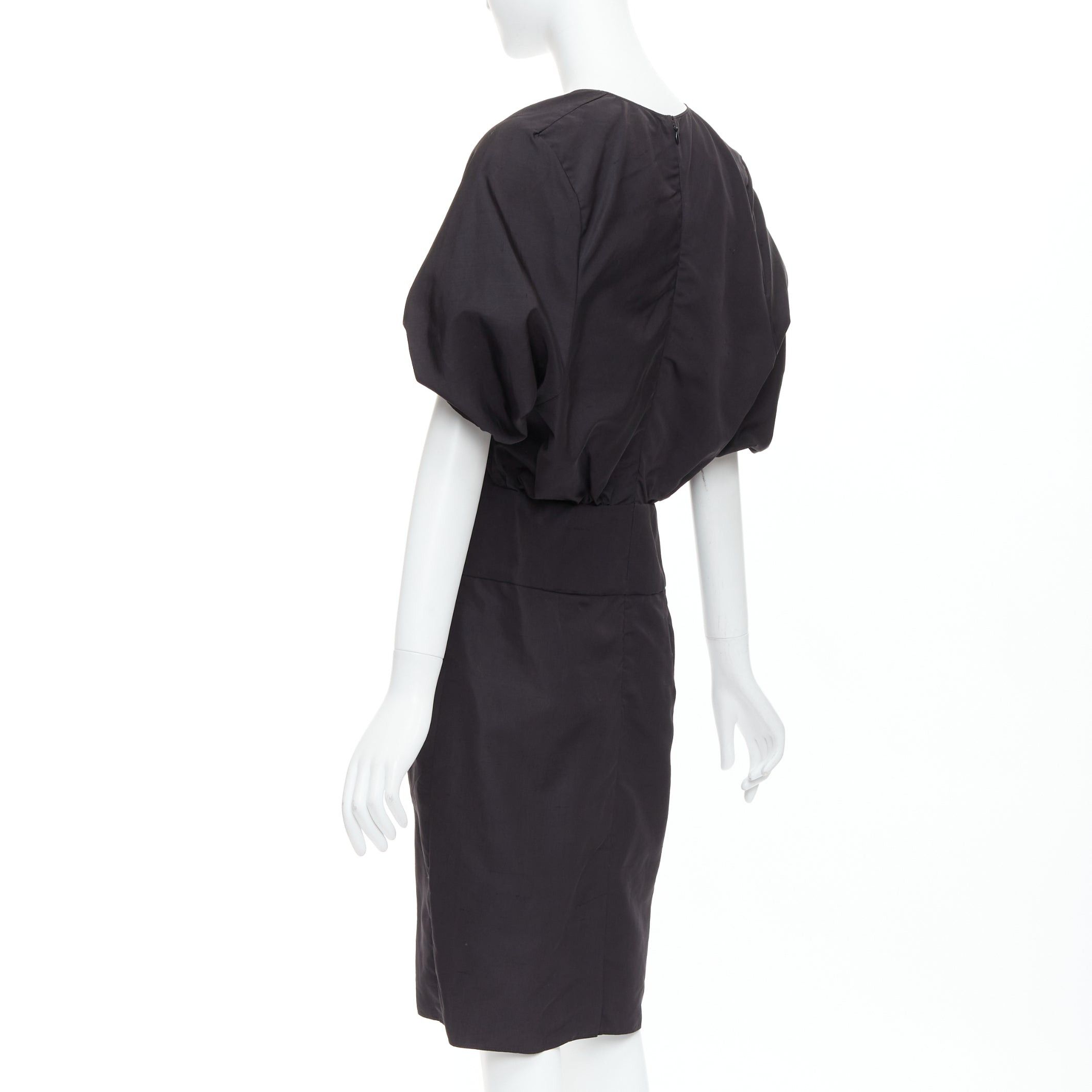 Saint Laurent Paris YVES SAINT LAURENT 2011 black cotton silk rounded puff cocktail dress FR40 L Size S / US 4 / IT 40 - 6 Thumbnail