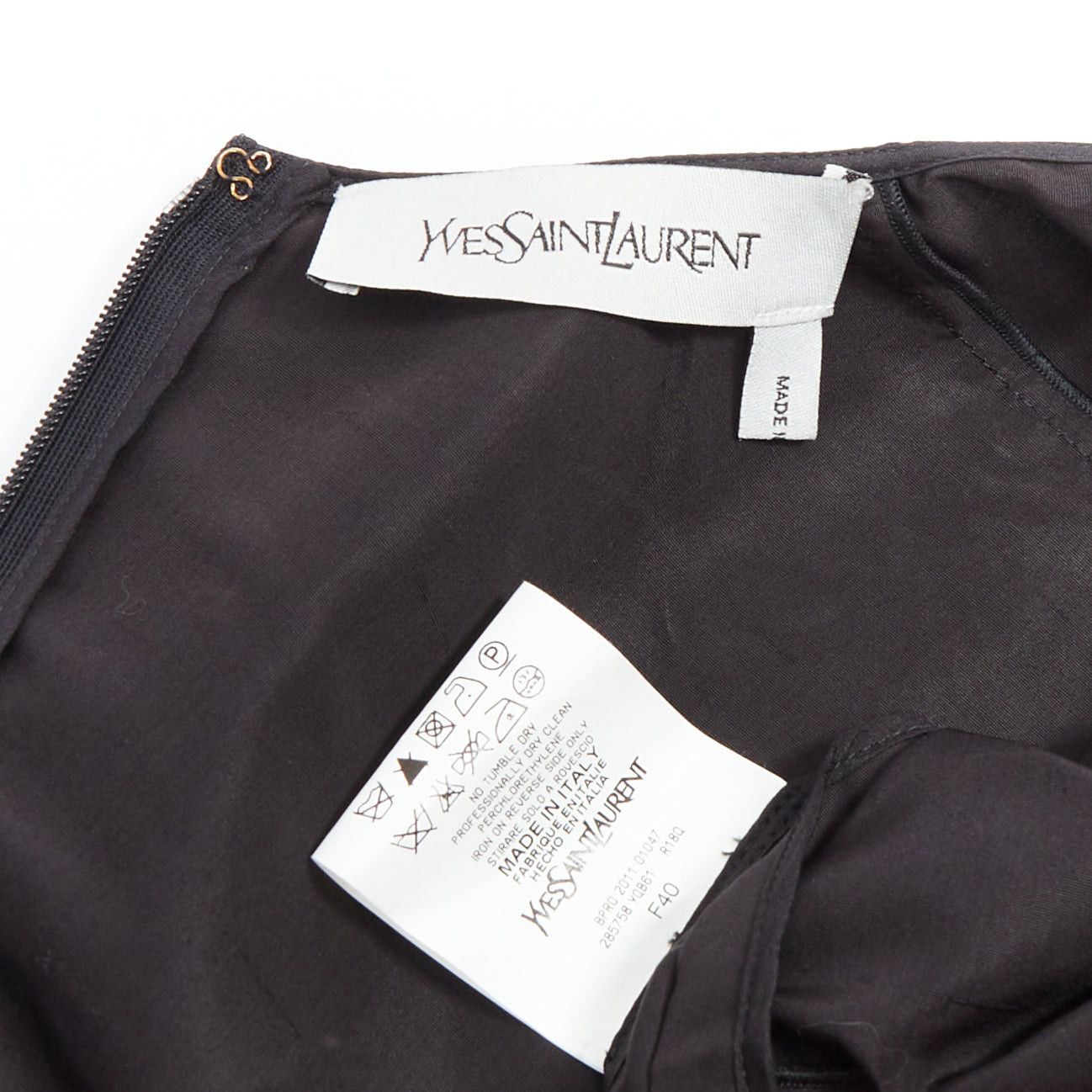 Saint Laurent Paris YVES SAINT LAURENT 2011 black cotton silk rounded puff cocktail dress FR40 L Size S / US 4 / IT 40 - 8 Thumbnail
