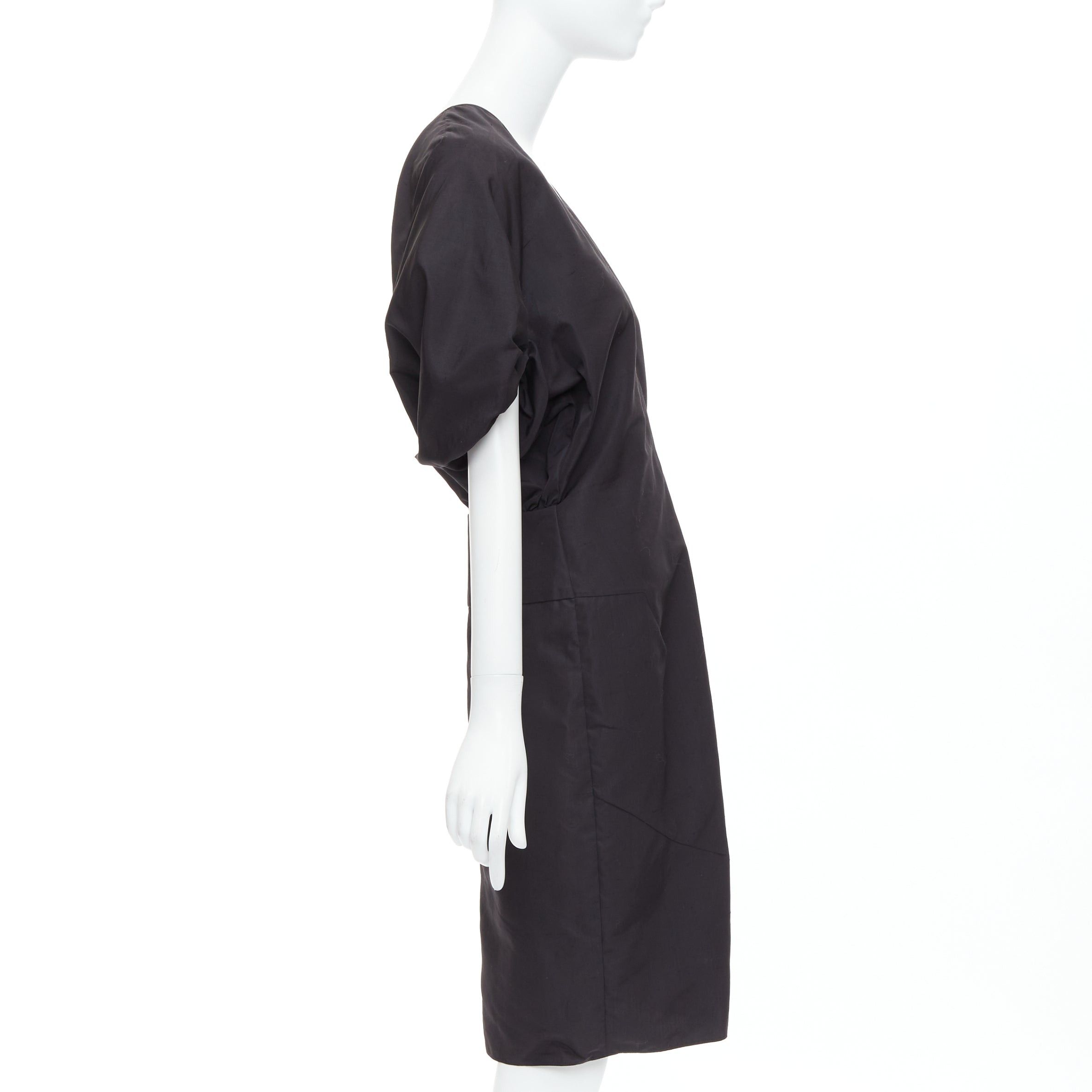 Saint Laurent Paris YVES SAINT LAURENT 2011 black cotton silk rounded puff cocktail dress FR40 L Size S / US 4 / IT 40 - 4 Thumbnail