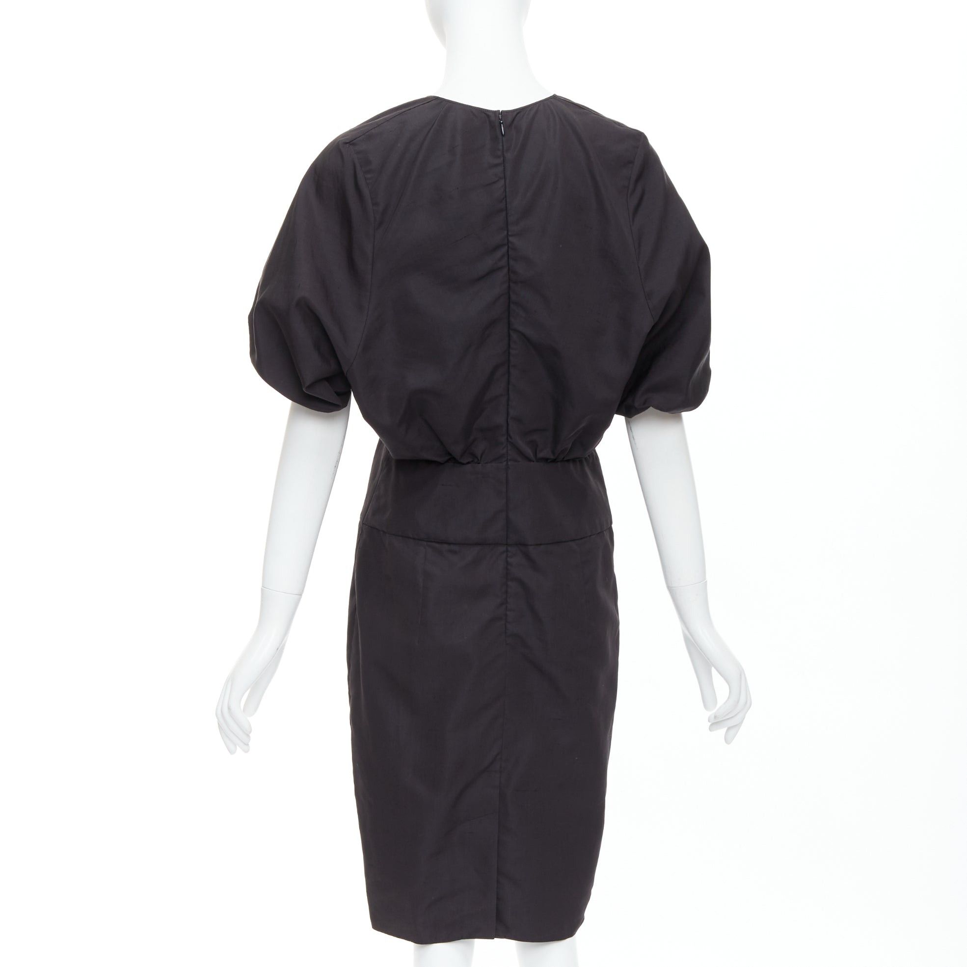 Saint Laurent Paris YVES SAINT LAURENT 2011 black cotton silk rounded puff cocktail dress FR40 L Size S / US 4 / IT 40 - 5 Thumbnail