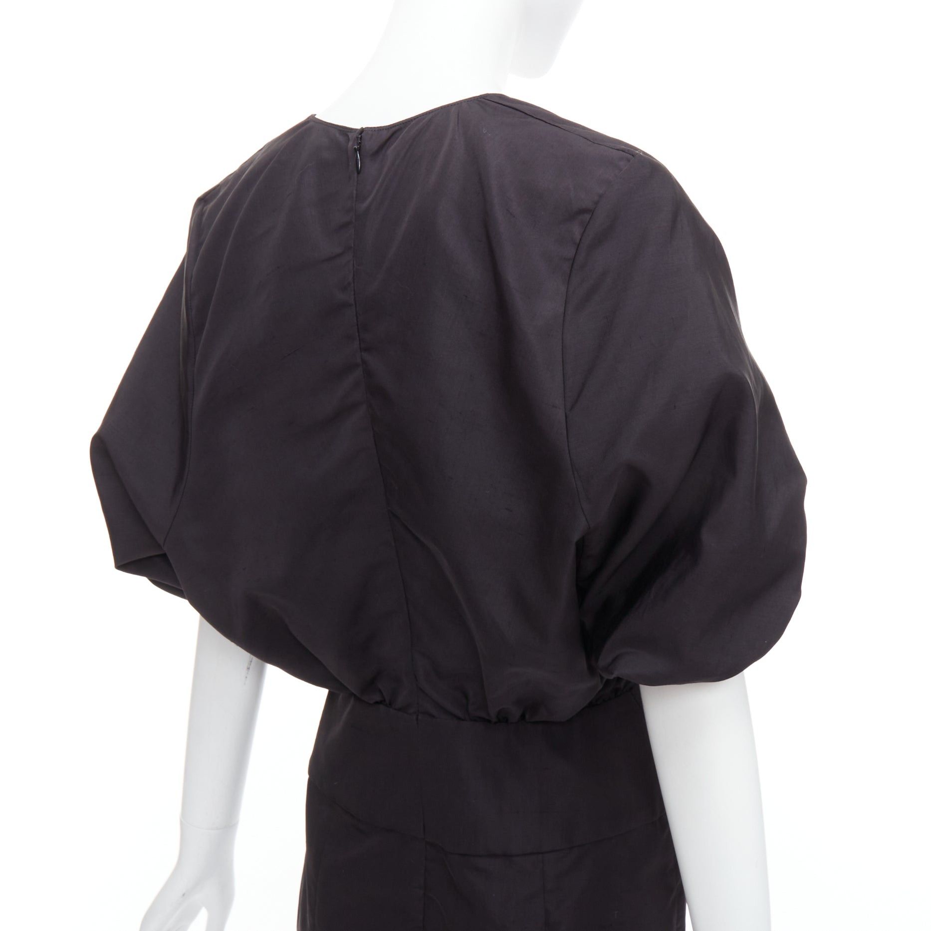 Saint Laurent Paris YVES SAINT LAURENT 2011 black cotton silk rounded puff cocktail dress FR40 L Size S / US 4 / IT 40 - 7 Thumbnail