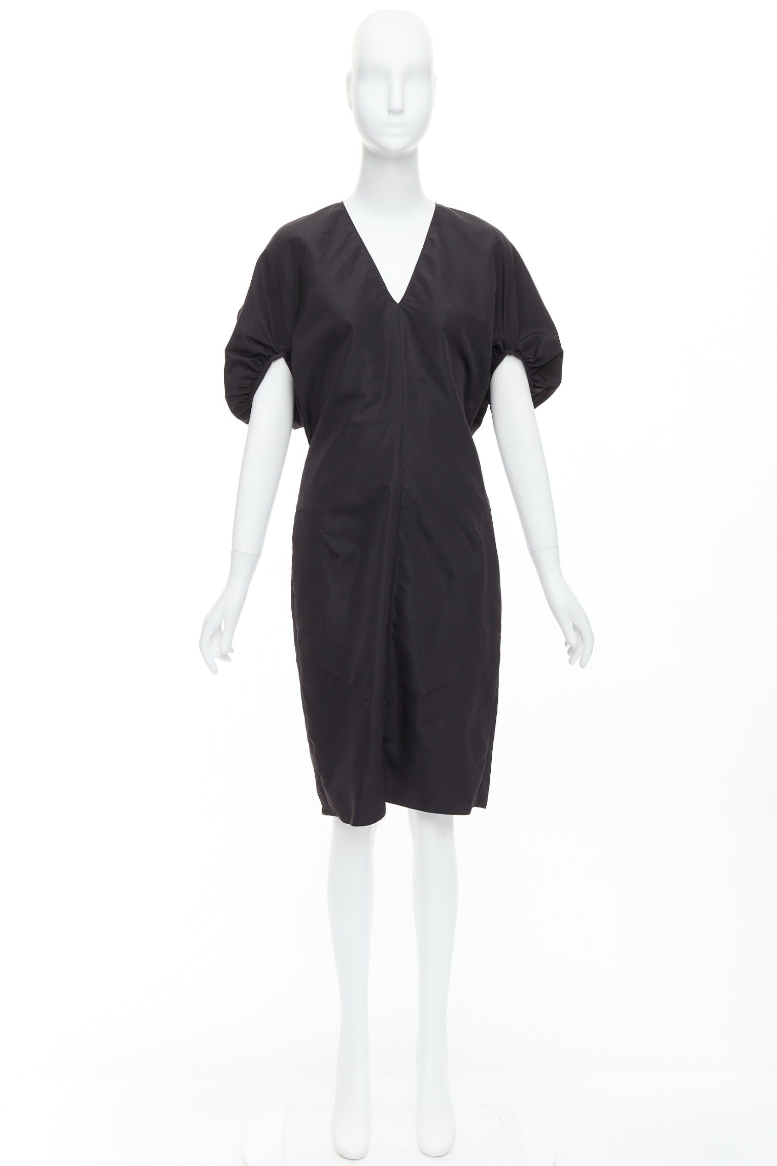 Saint Laurent Paris YVES SAINT LAURENT 2011 black cotton silk rounded puff cocktail dress FR40 L Size S / US 4 / IT 40 - 9 Thumbnail