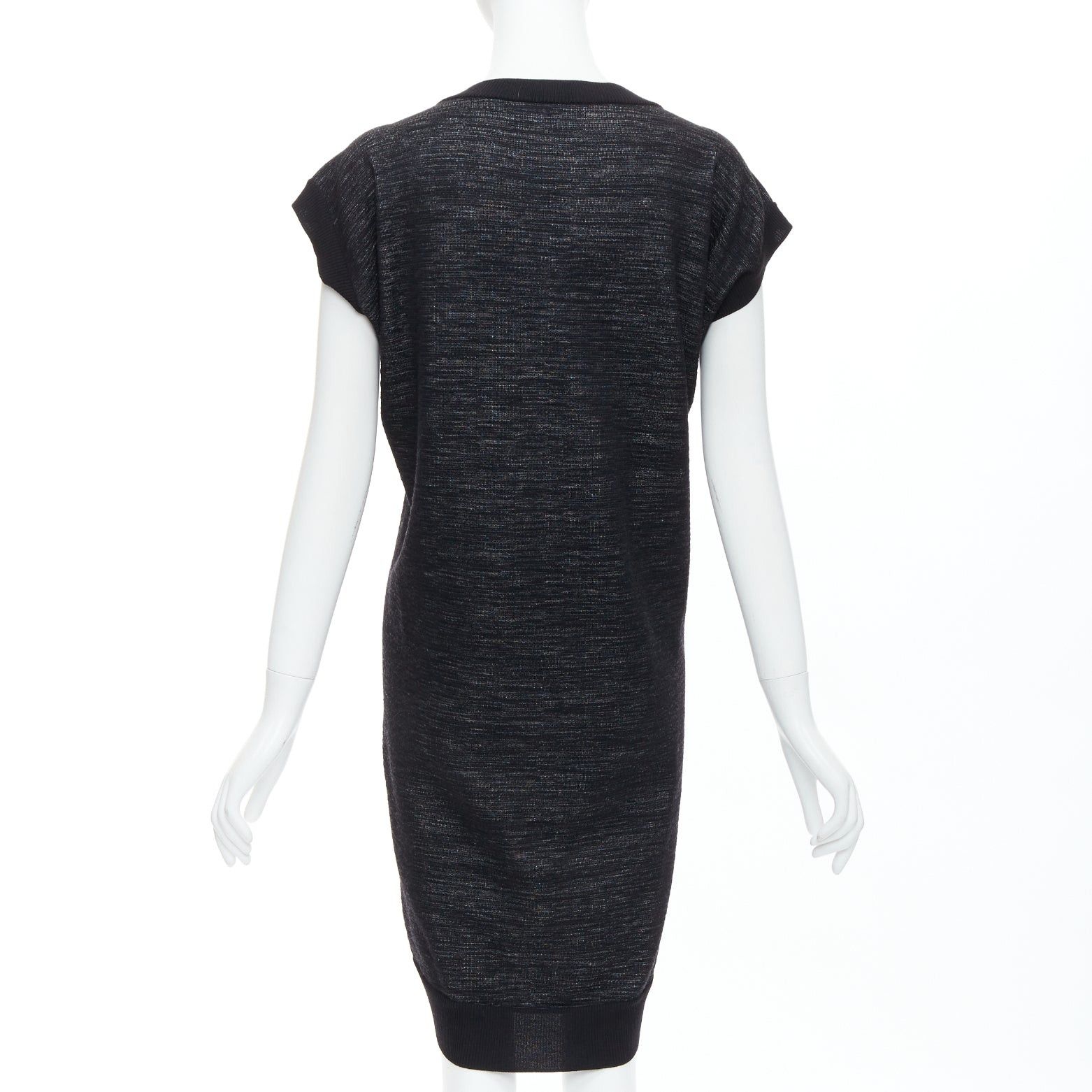 Saint Laurent Paris YVES SAINT LAURENT black superfine merino wool 140 batwing dress S Size S / US 4 / IT 40 - 5 Thumbnail