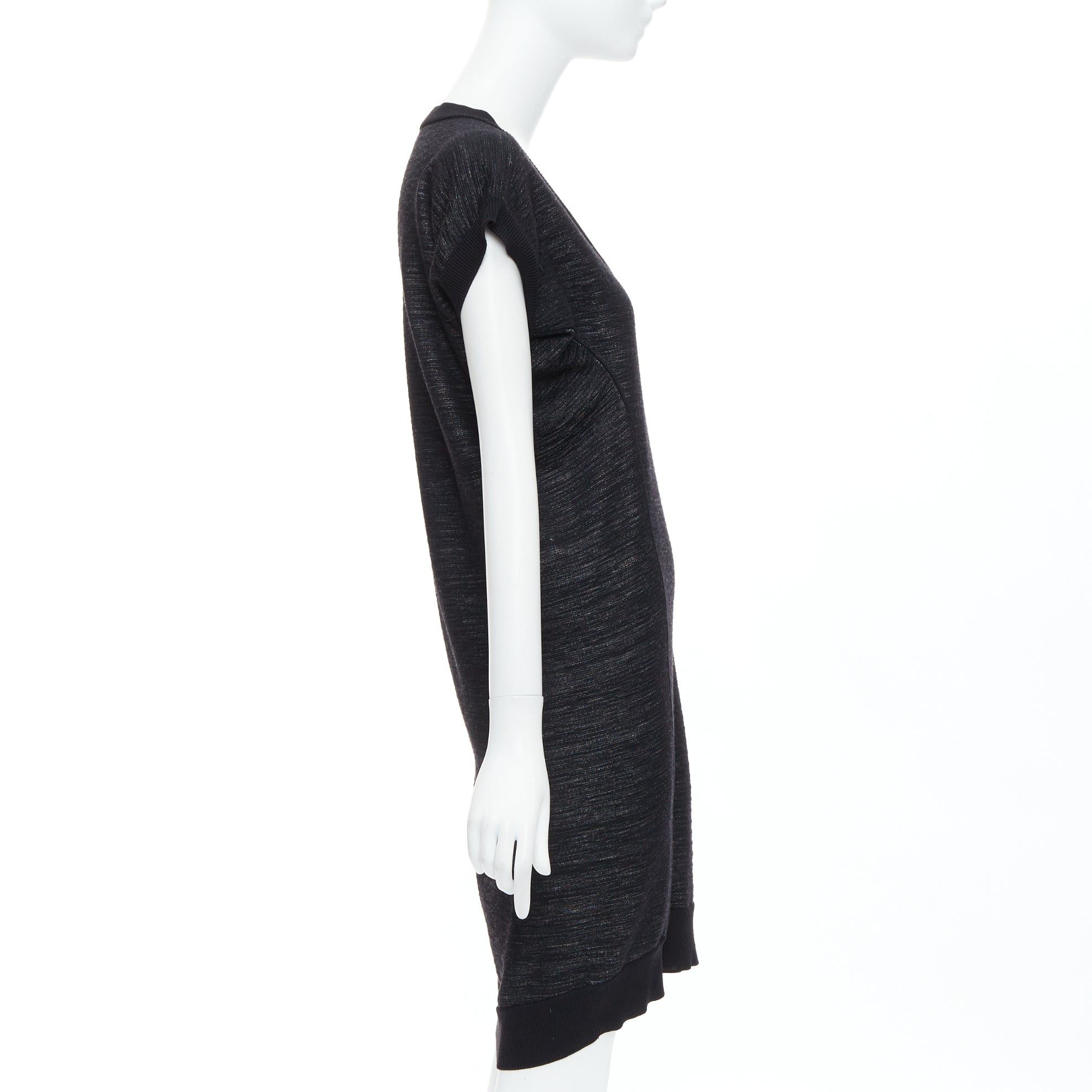 Saint Laurent Paris YVES SAINT LAURENT black superfine merino wool 140 batwing dress S Size S / US 4 / IT 40 - 4 Thumbnail