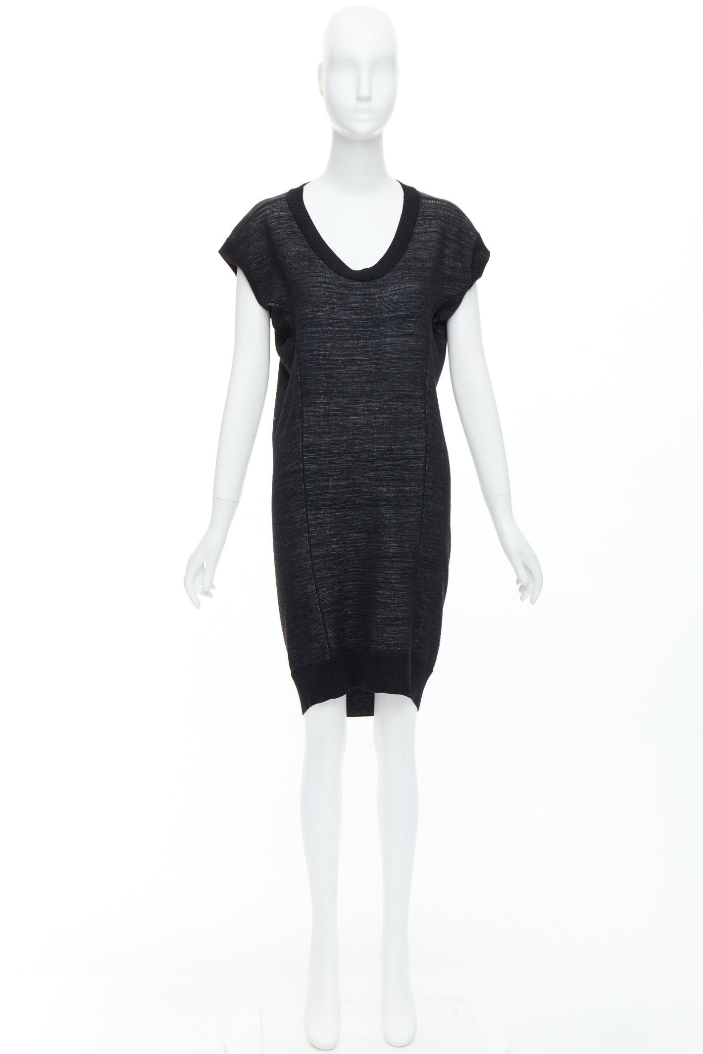 Saint Laurent Paris YVES SAINT LAURENT black superfine merino wool 140 batwing dress S Size S / US 4 / IT 40 - 9 Thumbnail