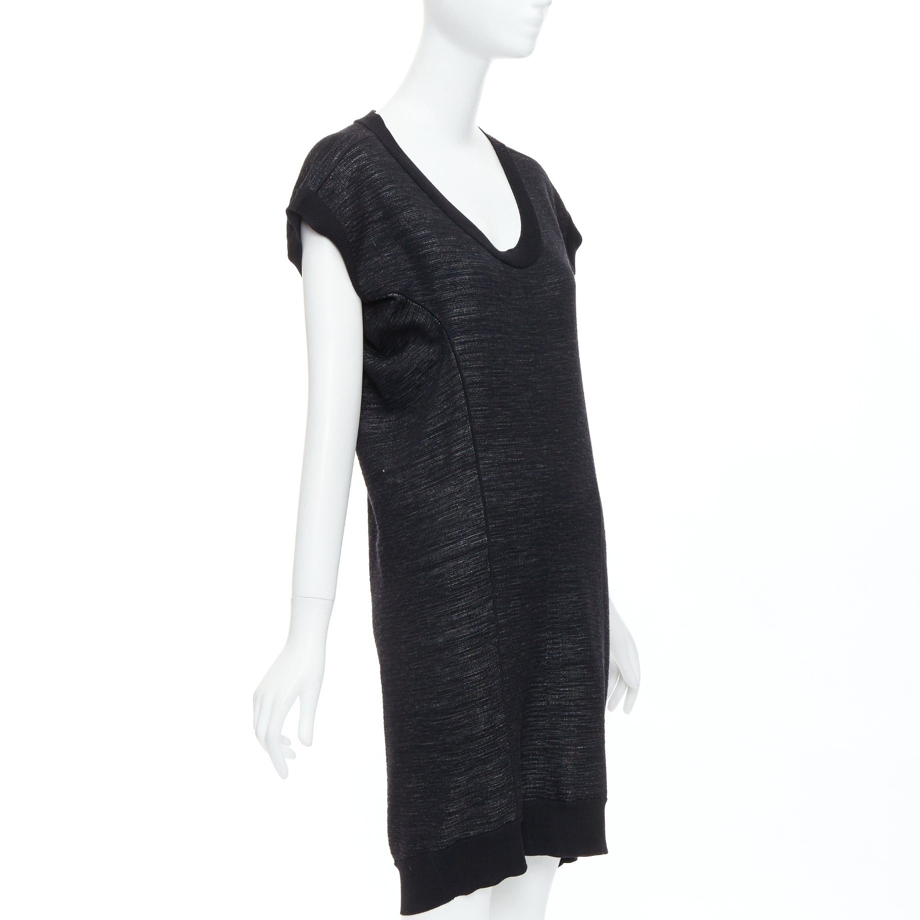 Saint Laurent Paris YVES SAINT LAURENT black superfine merino wool 140 batwing dress S Size S / US 4 / IT 40 - 3 Thumbnail