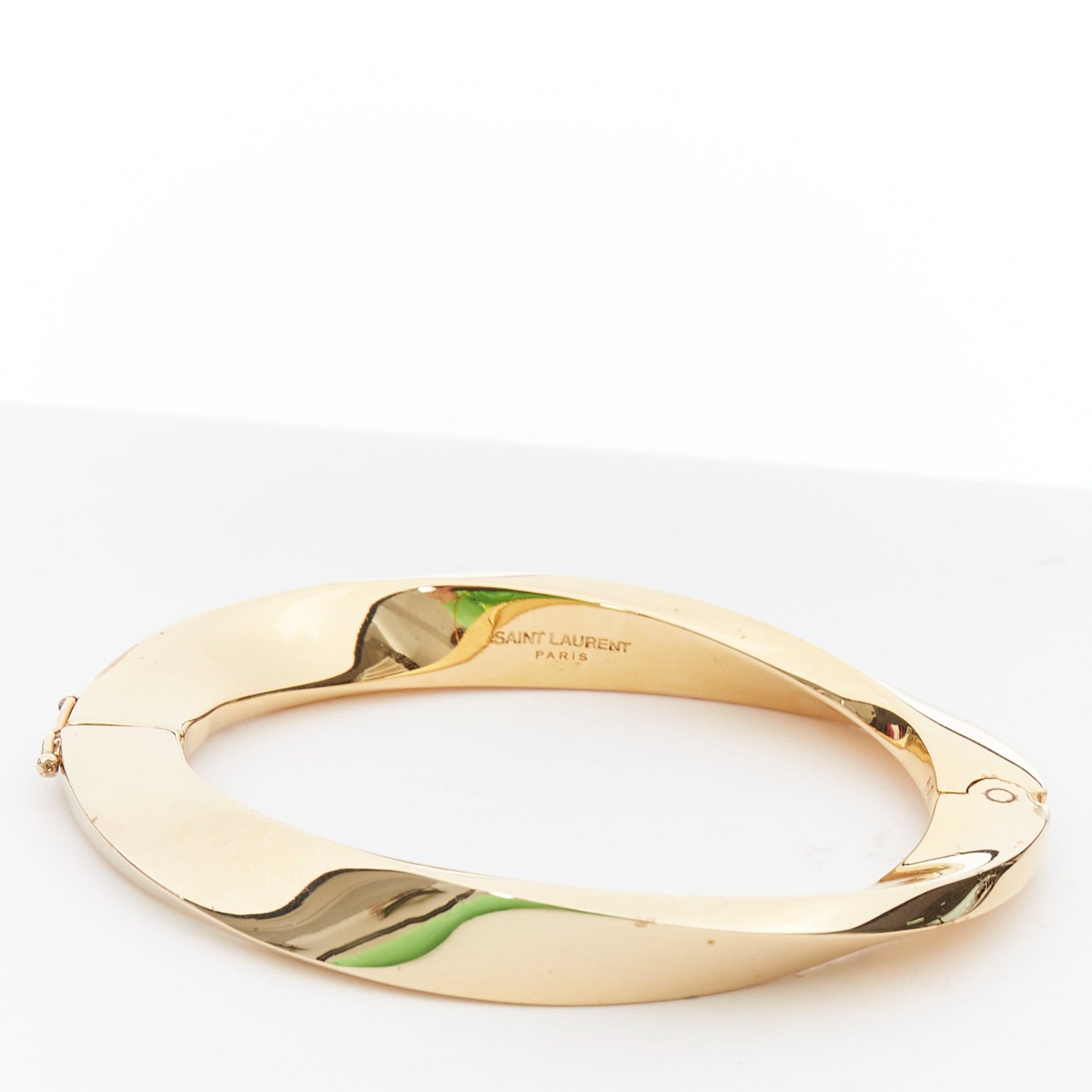 Saint Laurent Paris SAINT LAURENT Twisted gold double push clasps hard bangle Size ONE SIZE - 4 Thumbnail