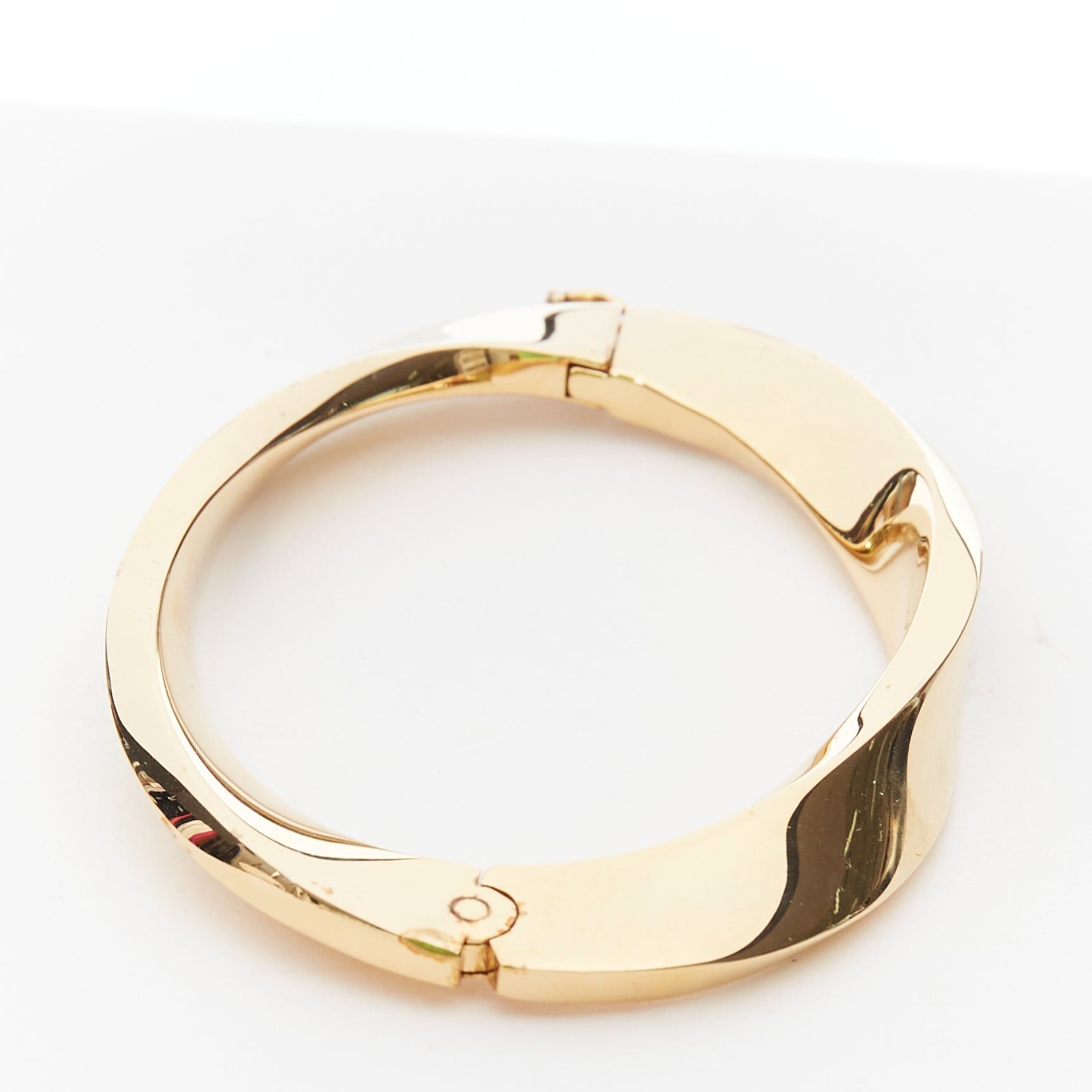 Saint Laurent Paris SAINT LAURENT Twisted gold double push clasps hard bangle Size ONE SIZE - 2 Thumbnail