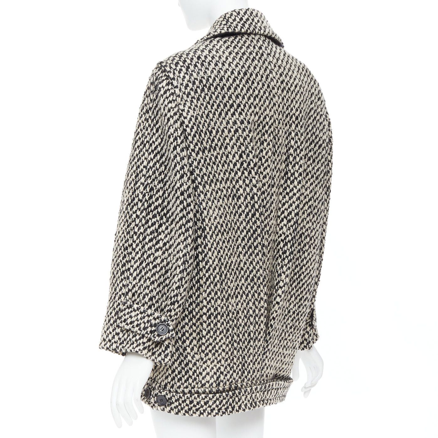 Saint Laurent Paris SAINT LAURENT 2022 Runway grey tweed boucle power shoulder oversized coat FR42 XL Size L / US 10 / IT 46 - 6 Thumbnail