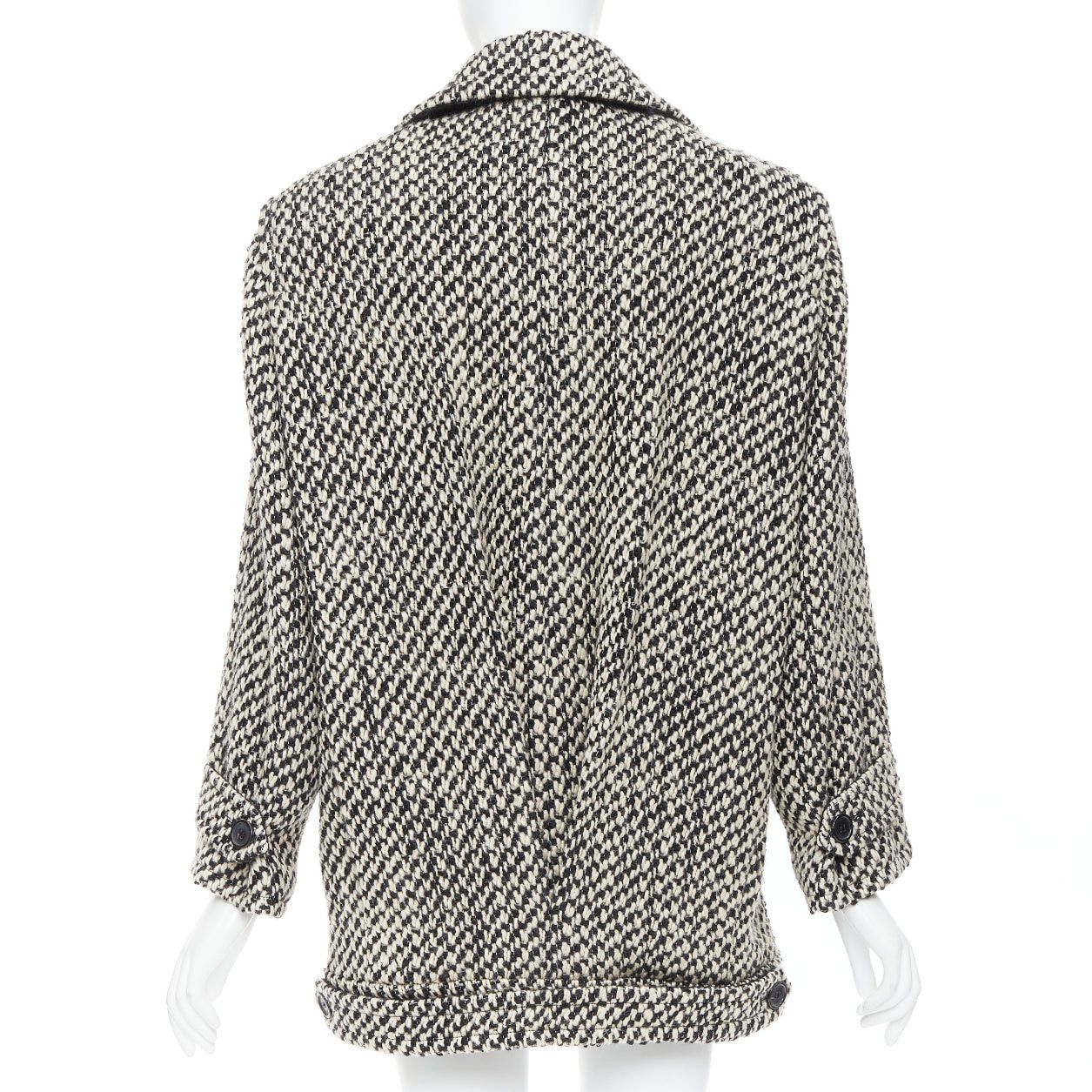 Saint Laurent Paris SAINT LAURENT 2022 Runway grey tweed boucle power shoulder oversized coat FR42 XL Size L / US 10 / IT 46 - 5 Thumbnail
