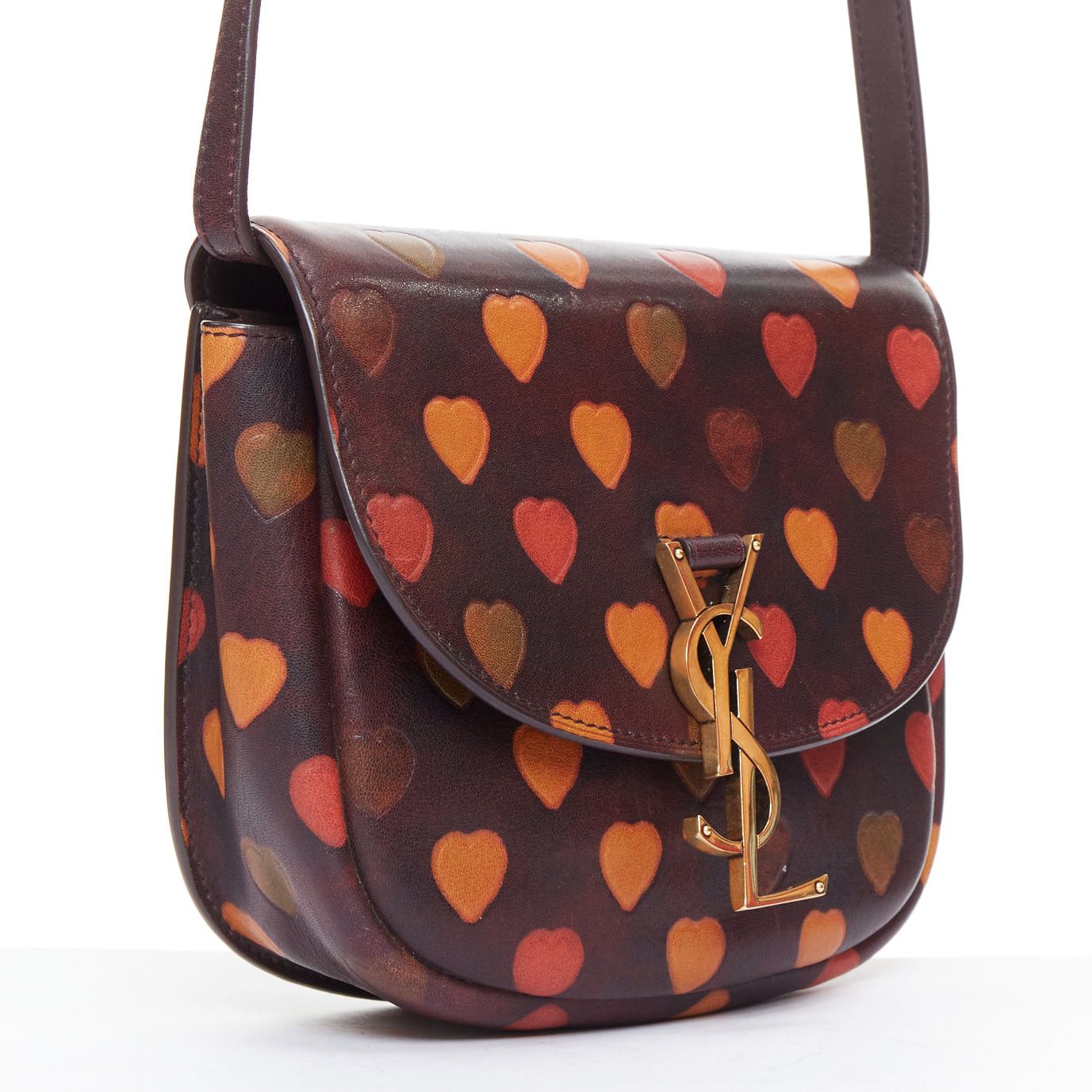 Saint Laurent Paris SAINT LAURENT Kaia brown heart embossed print YSL crossbody bag Size ONE SIZE - 3 Thumbnail