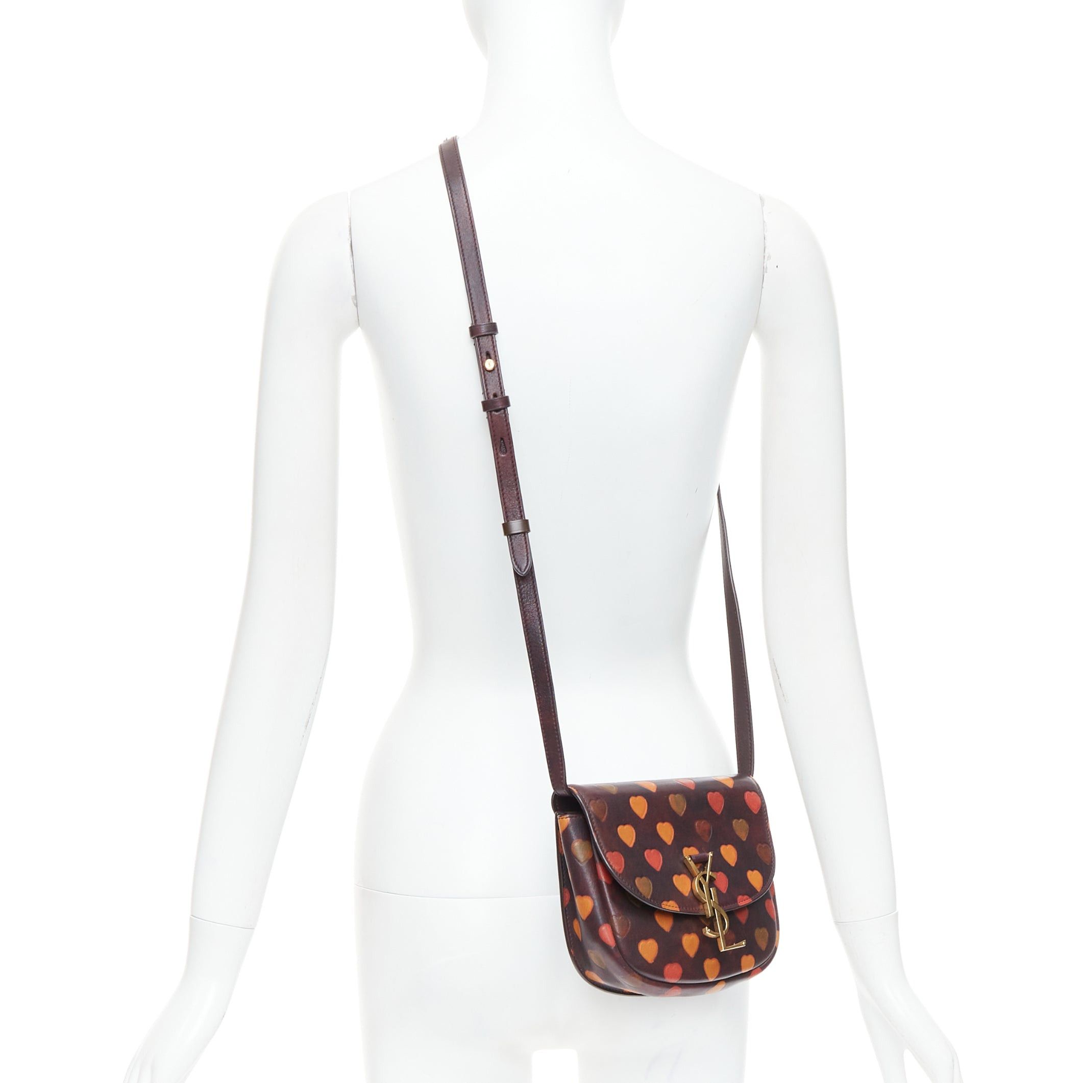 Saint Laurent Paris SAINT LAURENT Kaia brown heart embossed print YSL crossbody bag Size ONE SIZE - 2 Thumbnail