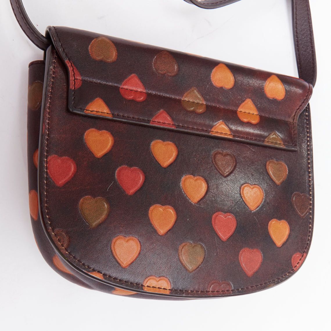 Saint Laurent Paris SAINT LAURENT Kaia brown heart embossed print YSL crossbody bag Size ONE SIZE - 9 Thumbnail