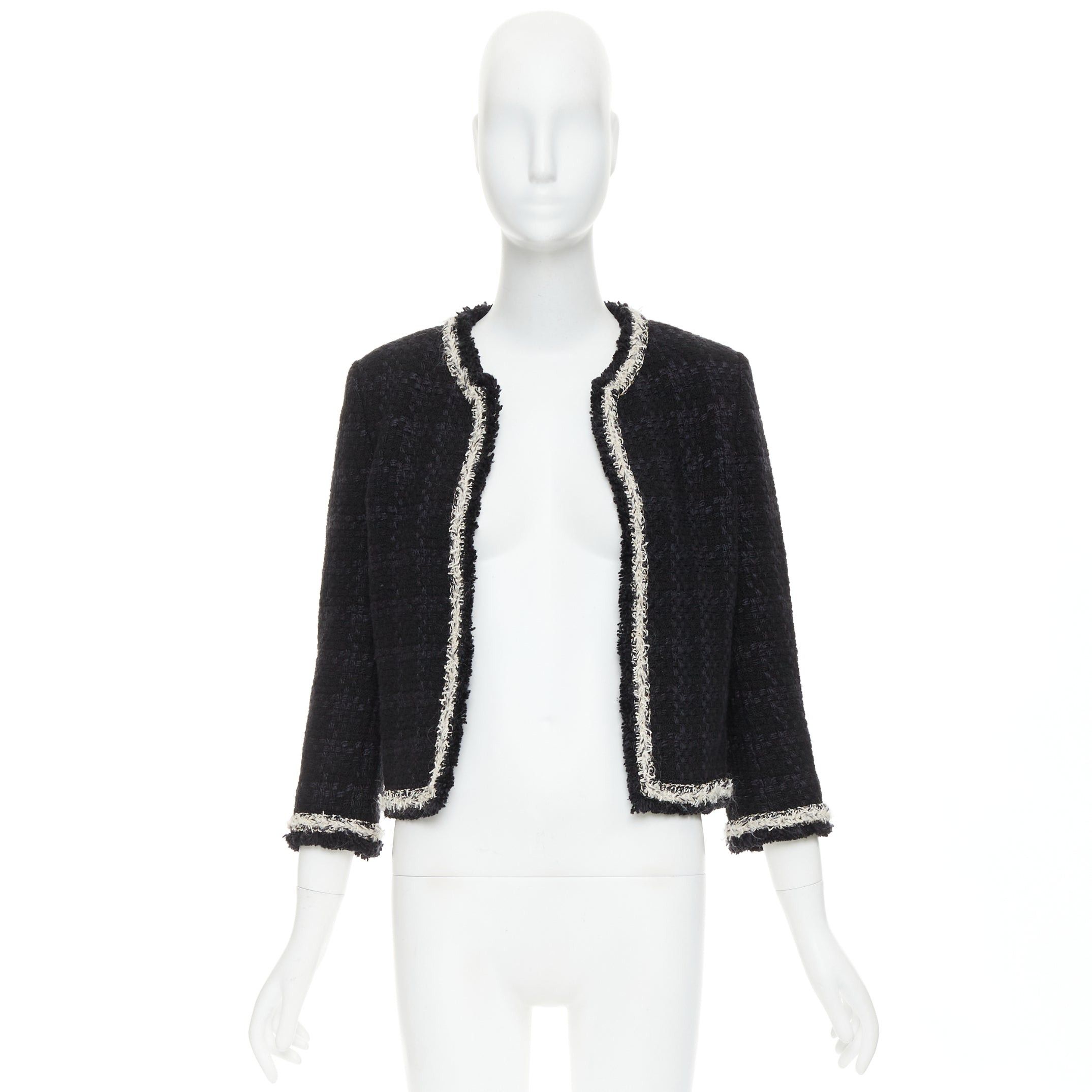 Saint Laurent Paris SAINT LAURENT 2021 navy wool silk tweed silver chain braided trim jacket FR38 M Size M / US 6-8 / IT 42-44 - 9 Thumbnail